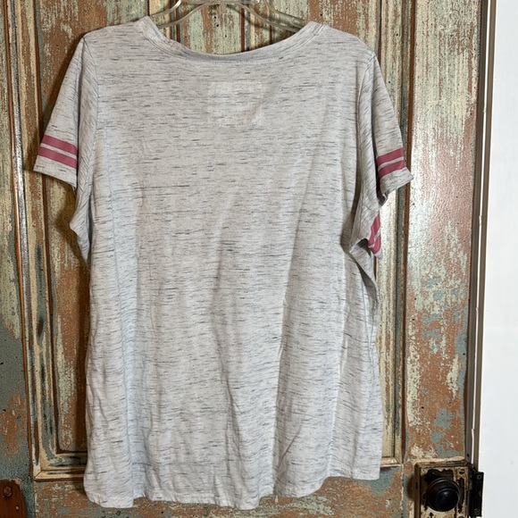 Women’s Reflex “Love” T-Shirt Light Gray Pink Stripes Love Size 2XL - Picture 4 of 4